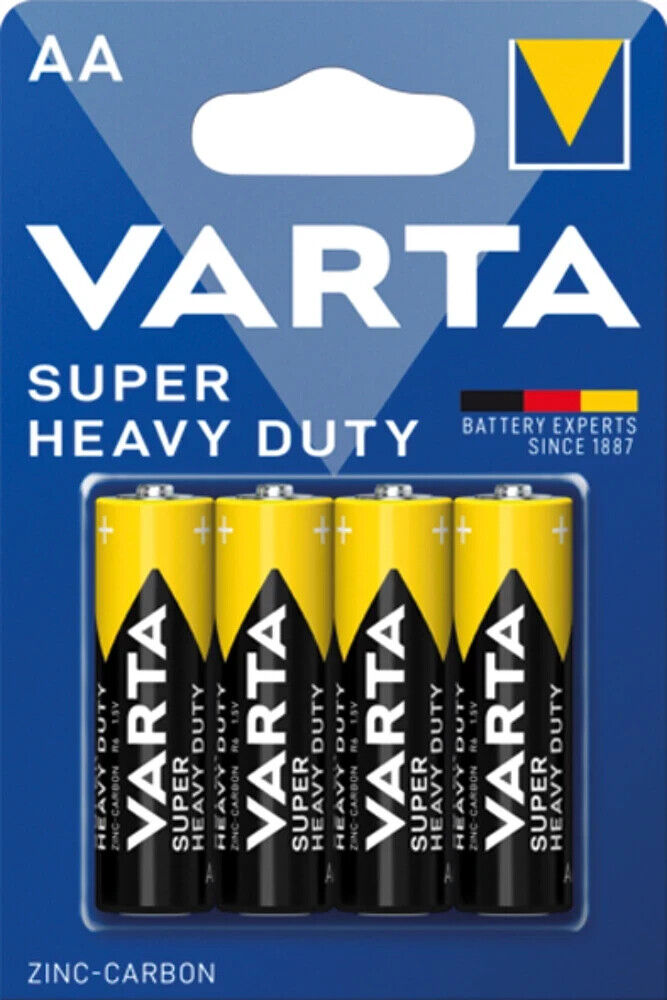 4 x Varta SuperLife Mignon AA MN1500 R6 LR6 1,5V Zink-Kohle Batterien Typ2006