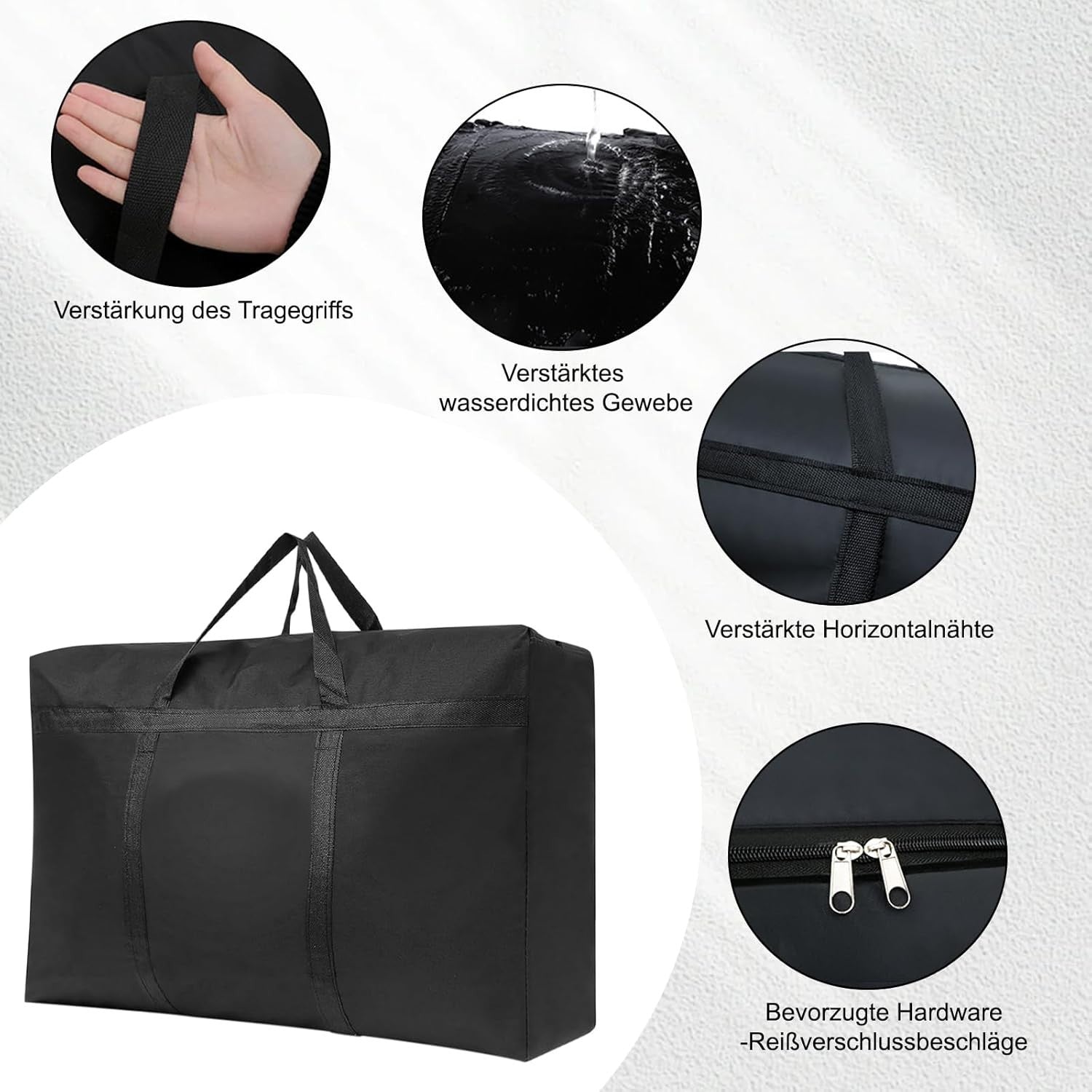XXL Reisetasche 180L Wasserabweisend Aufbewahrungstasche Kodura Schwarz