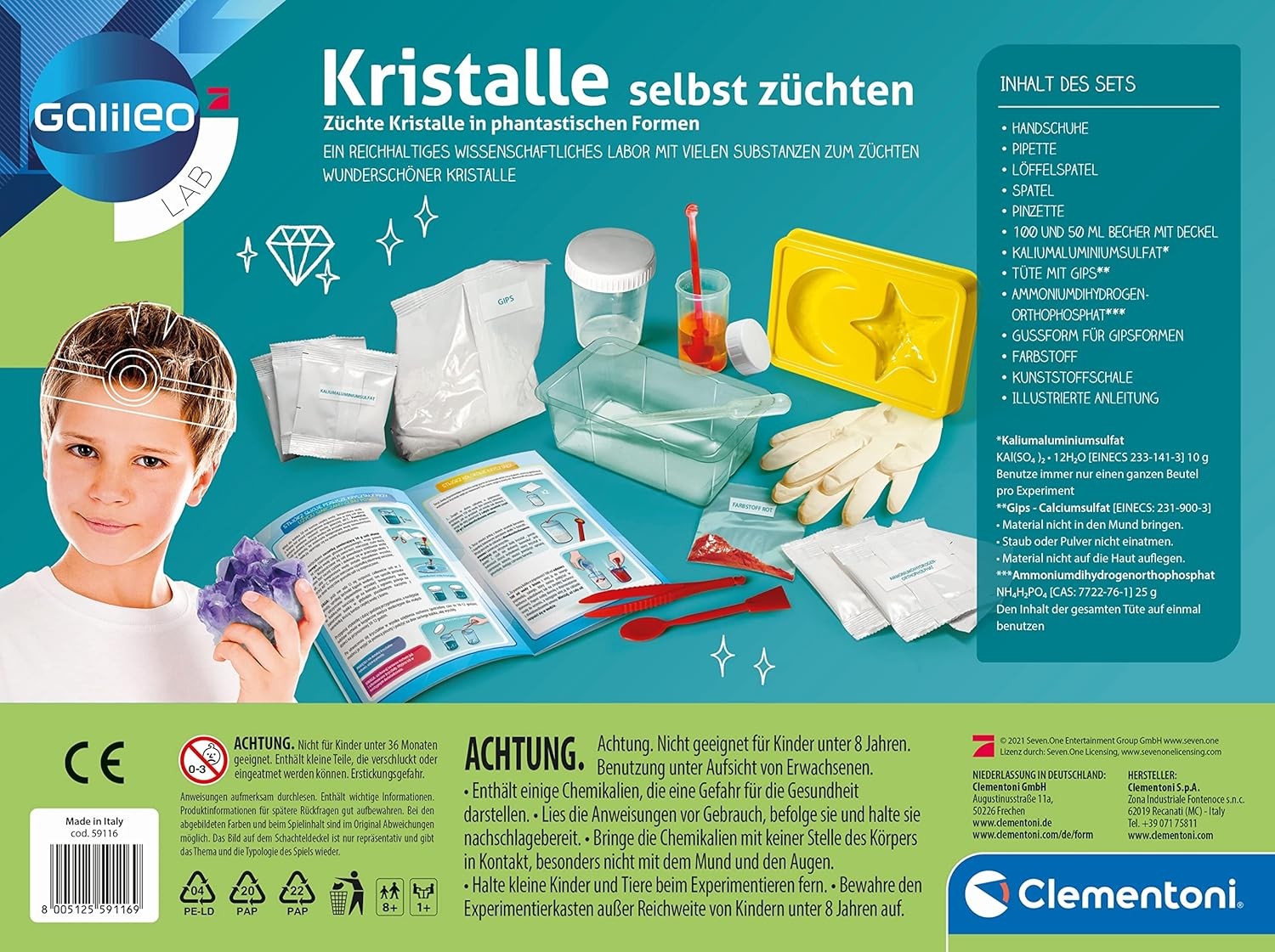Clementoni Galileo Lab Kristalle zĂźchten â Experimentierkasten fĂźr Kinder ab 8