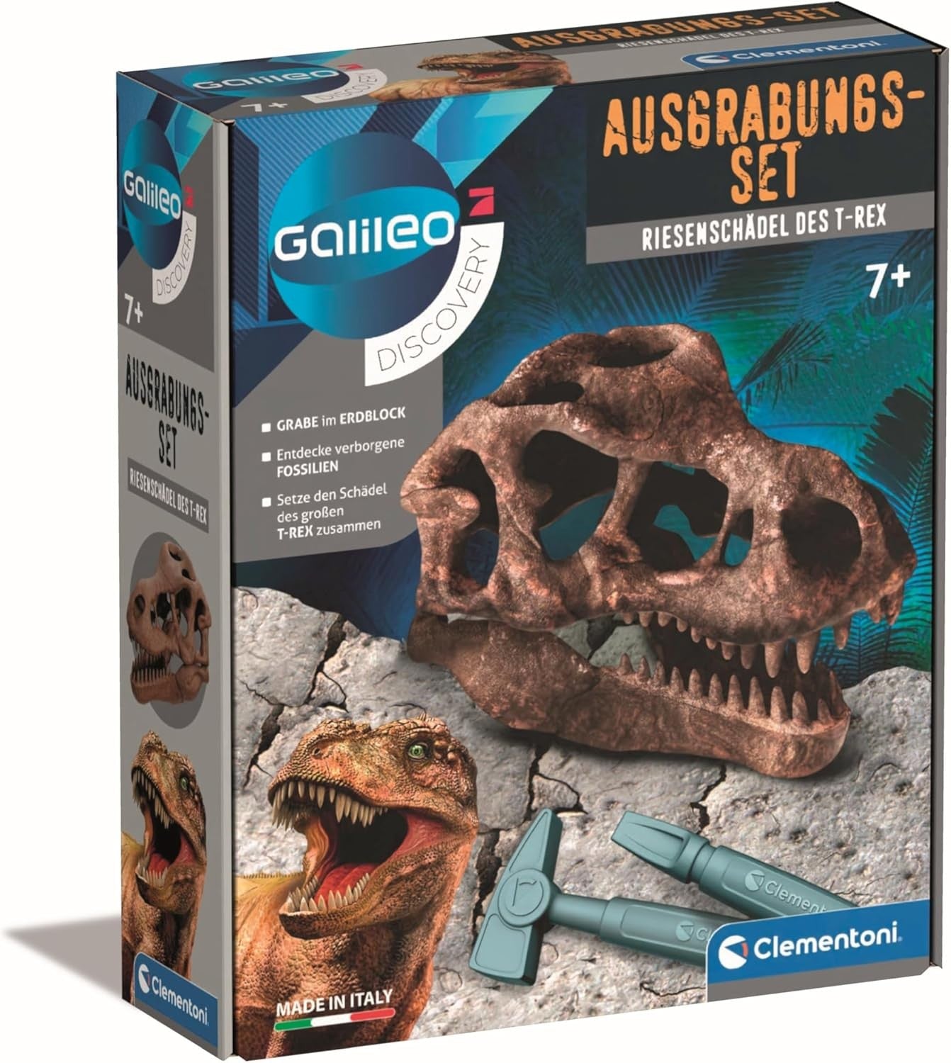 Clementoni Galileo Discovery T-Rex Riesenschädel Ausgrabungs-Set Fossilien ab 7