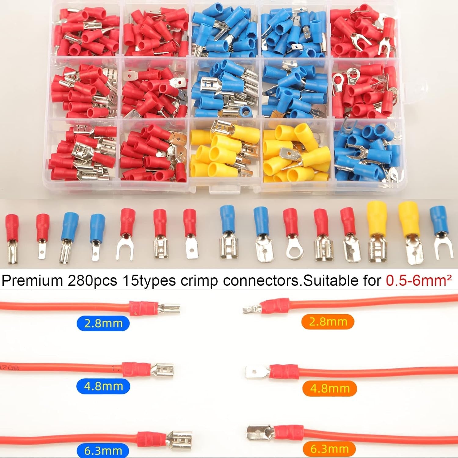 Kabelschuhe Set 280tlg – Flachstecker & Crimpverbinder Sortiment KFZ Elektrik