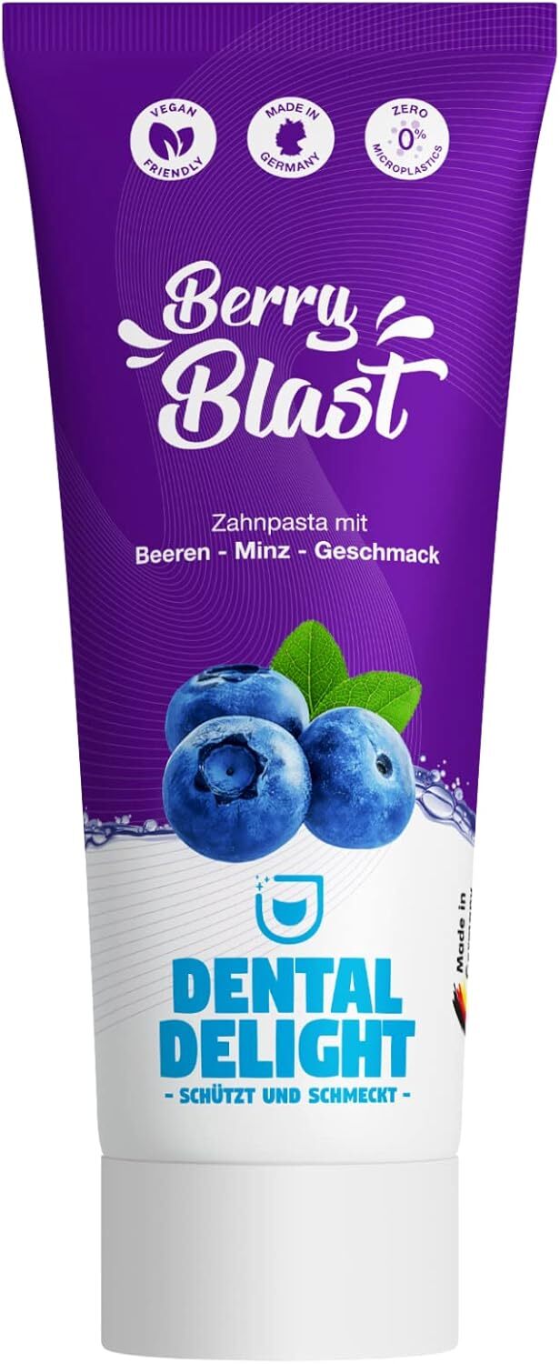 Dental Delight Berry Blast Zahnpasta – Vegane Zahncreme Blaubeere-Minze im 4er Pack
