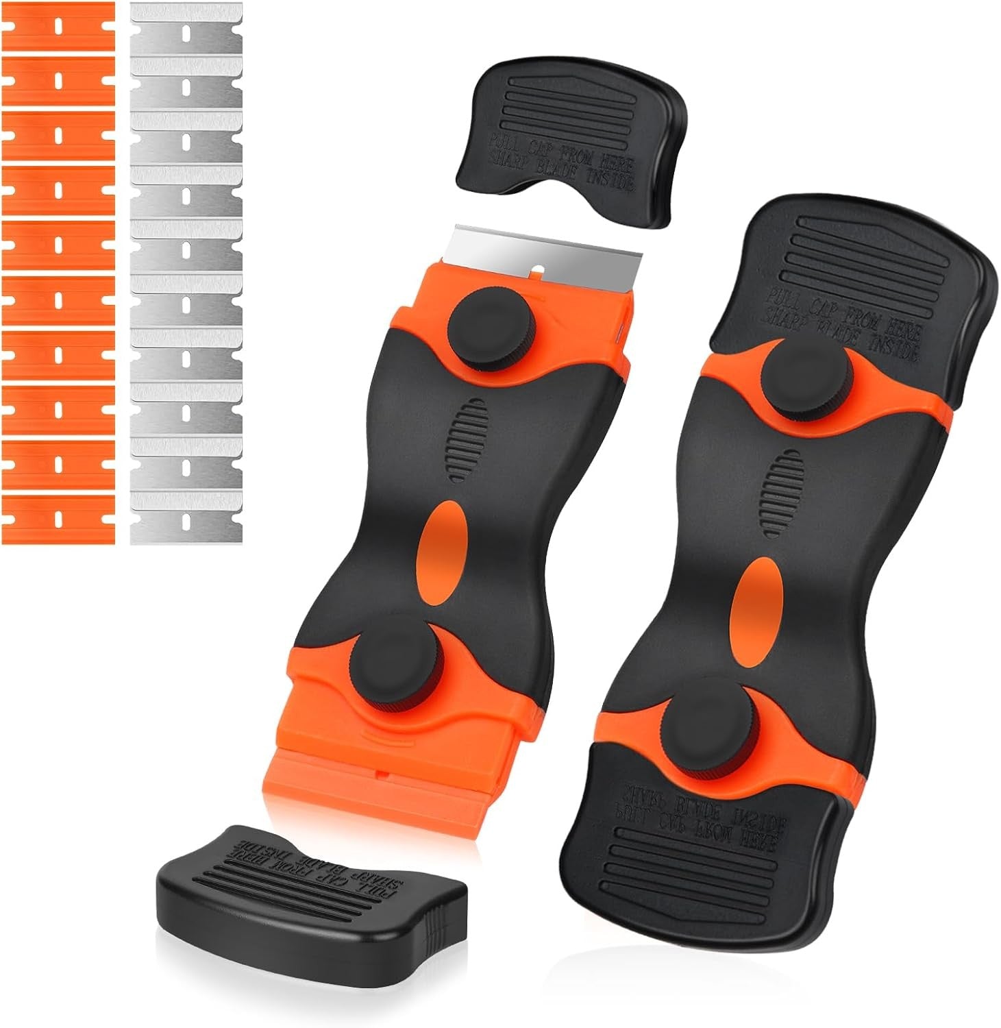 Flintronic Keramikschaber mit 20 Edelstahl & Kunststoff Klingen Herd Glasschaber