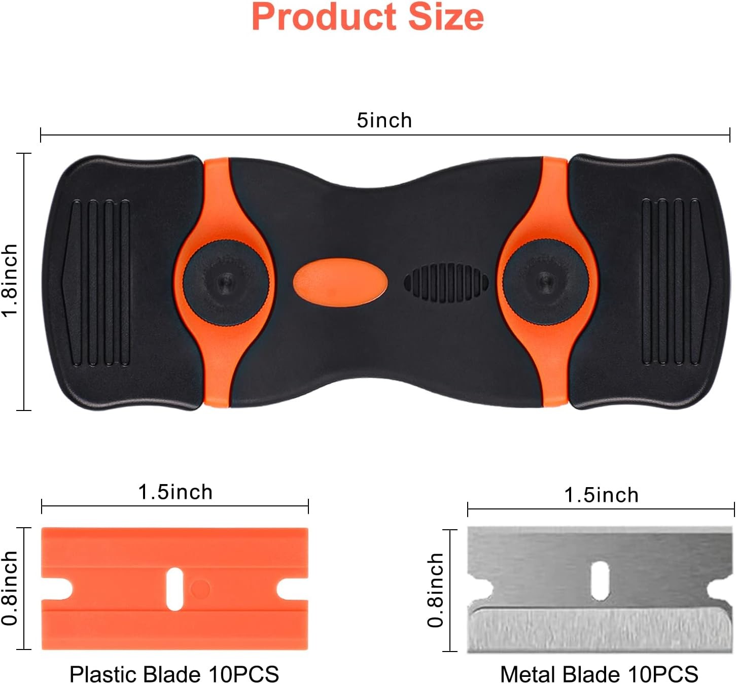 Flintronic Keramikschaber mit 20 Edelstahl & Kunststoff Klingen Herd Glasschaber