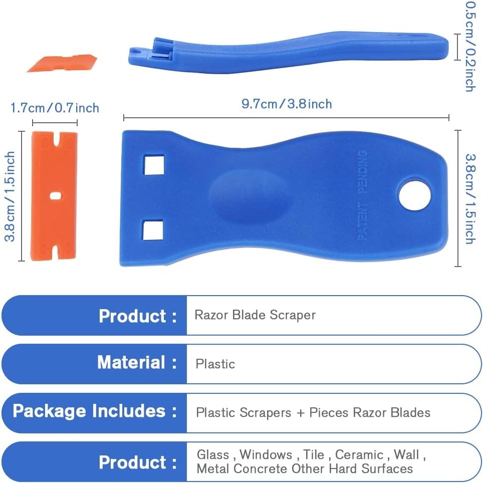 Ainiv Schaber Set mit 20 Kunststoffklingen Kochfeld Glas Auto Folie Reinigung