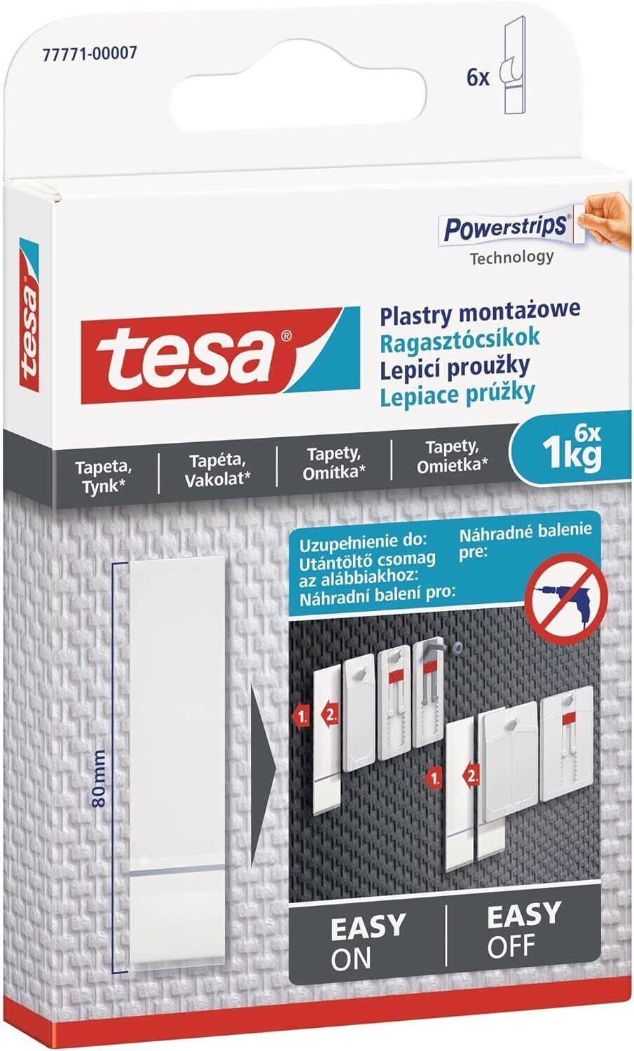 Tesa Powerstrips Tapete&Putz - doppelseitige Klebestreifen für Tapete und Gips