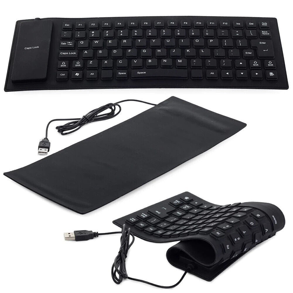 Flexible wasserfeste USB Silikon Tastatur – Faltbar, leise Soft-Touch Tasten