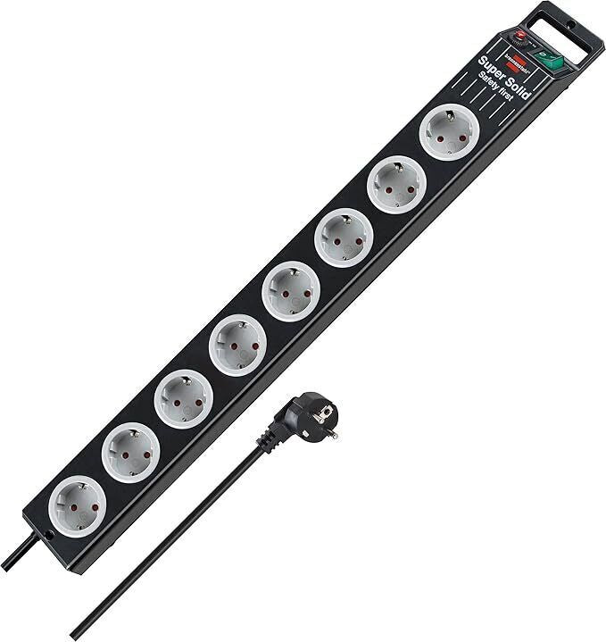 Brennenstuhl Super-Solid, Steckdosenleiste 8-Fach (2,5m Kabel und Schalter