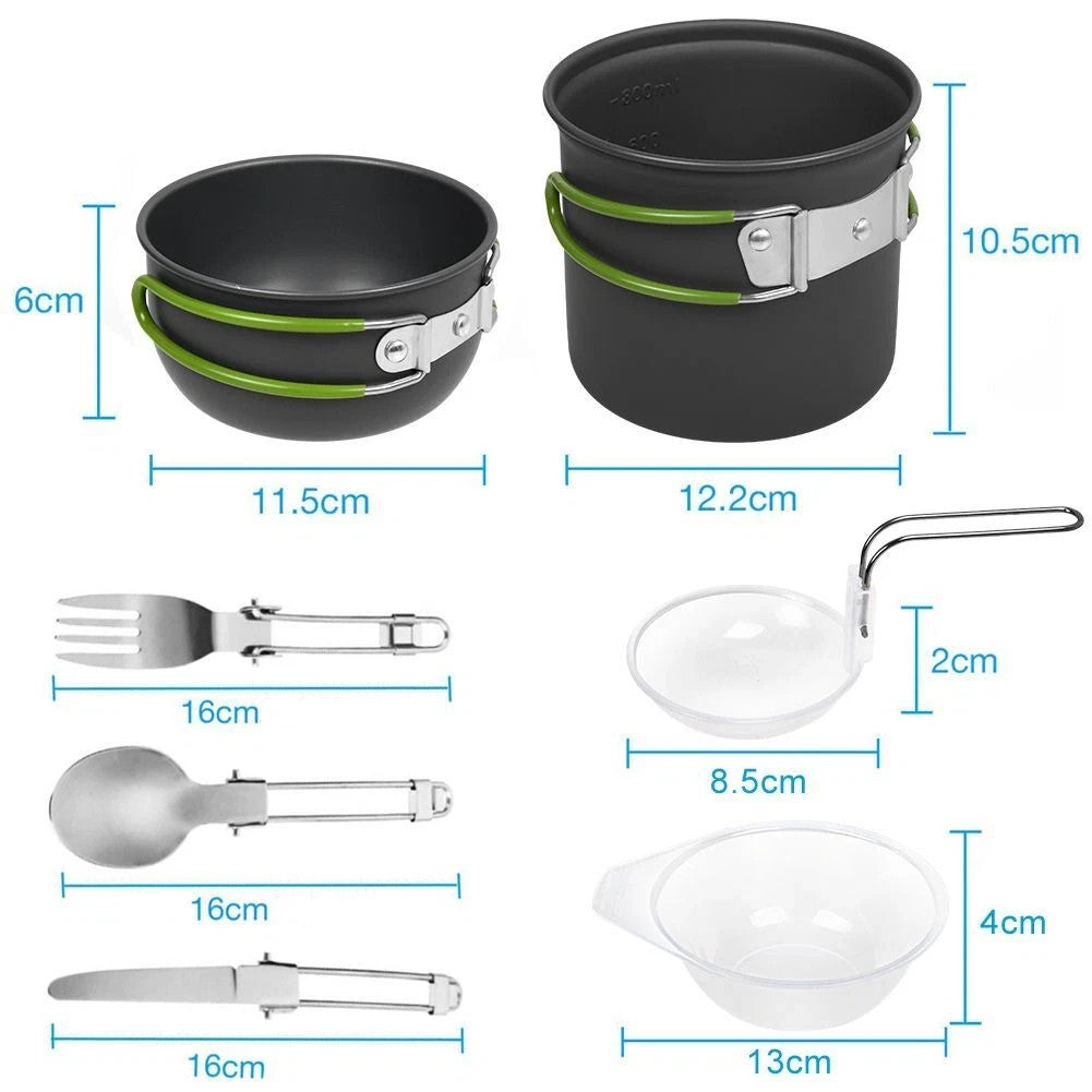 Camping Kochgeschirr Set 2-3 Personen Töpfe Pfanne Kessel
