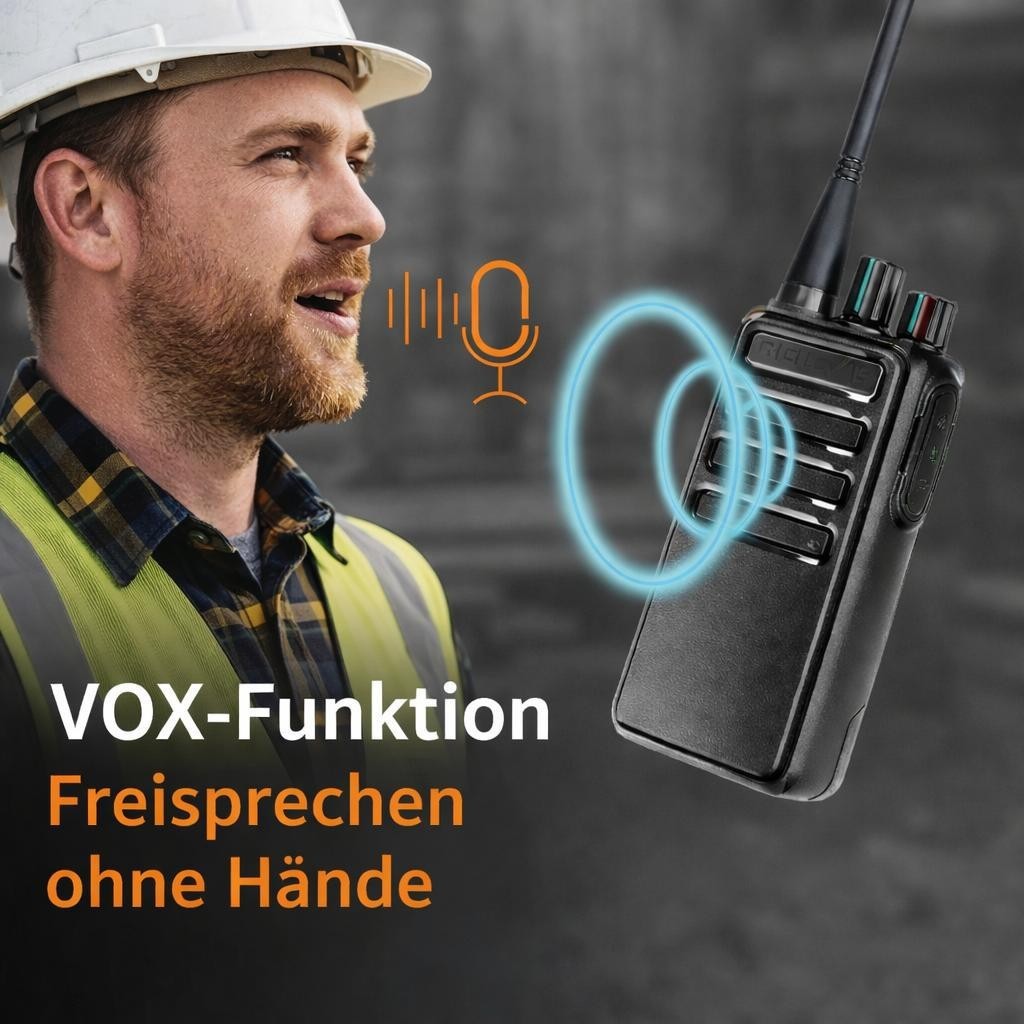 PMR446 Walkie Talkie 2er Set VOX Headset Funkgerät Notruf Klonfunktion