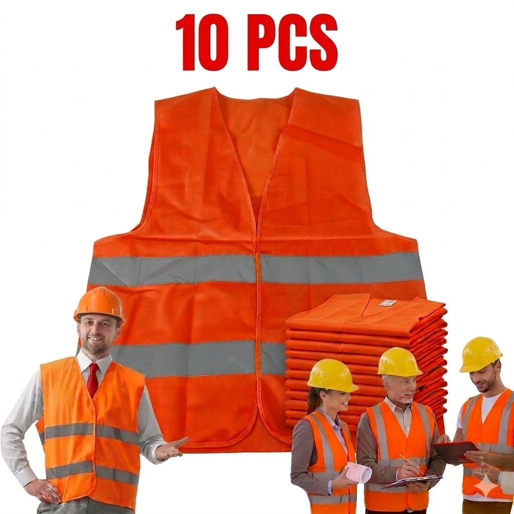 Warnweste Orange L Reflektierend 360 Sicherheitsweste Auto Arbeit mit Tasche