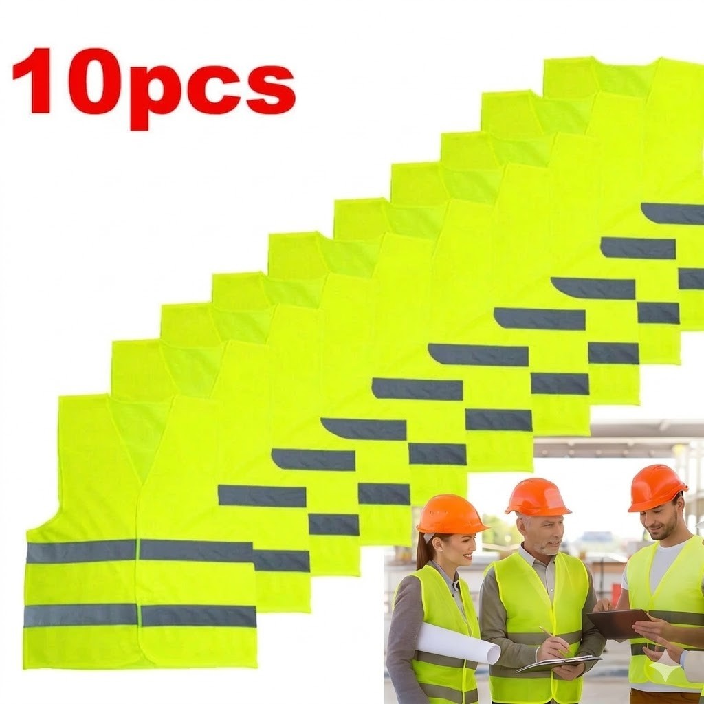 Warnweste Reflektierend Gelb Sicherheitsweste Auto Arbeit mit Tasche