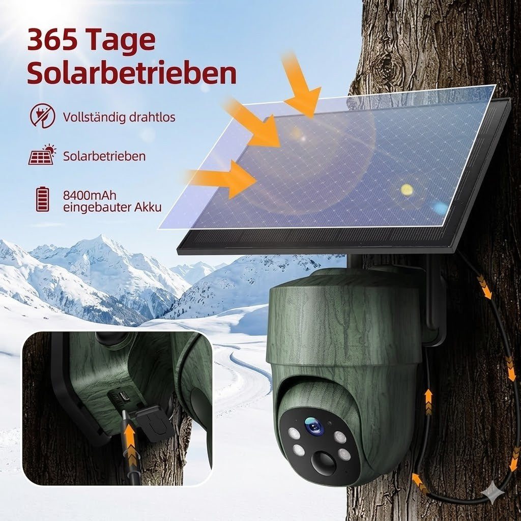 CEYOMUR 4G LTE Wildkamera Solar 2K 360° SIM Überwachungskamera