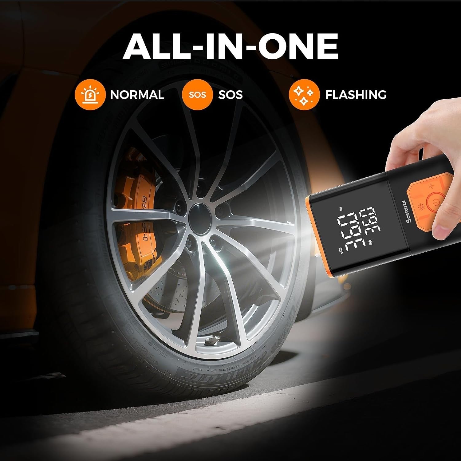 Tragbarer Reifenkompressor, 150 PSI kabellos – Mini-Fahrradreifenpumpe wiederaufladbar 12 Volt, elektrische Luftpumpe für Auto, Motorrad, Fahrrad, Bälle mit digitalem Manometer und LED-Licht