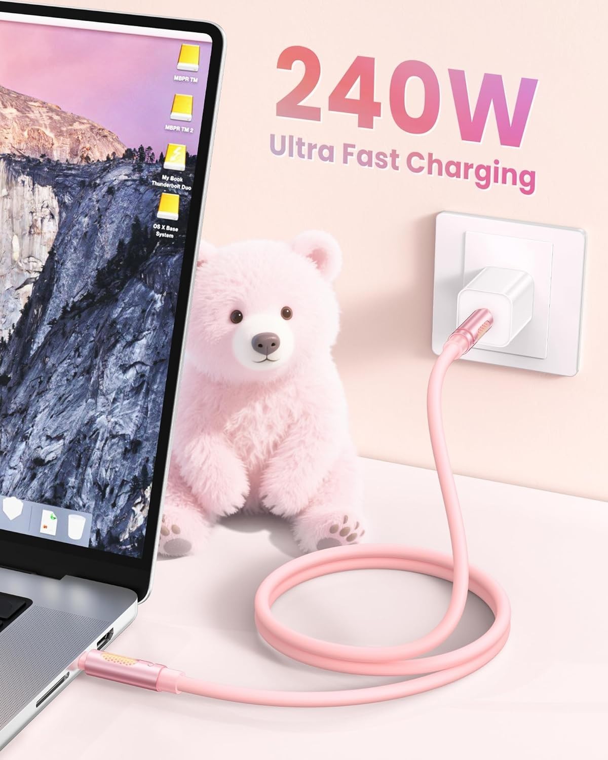 RAVIAD USB-C auf USB-C Kabel 1 m, 240W Schnellladekabel mit RGB-Licht
