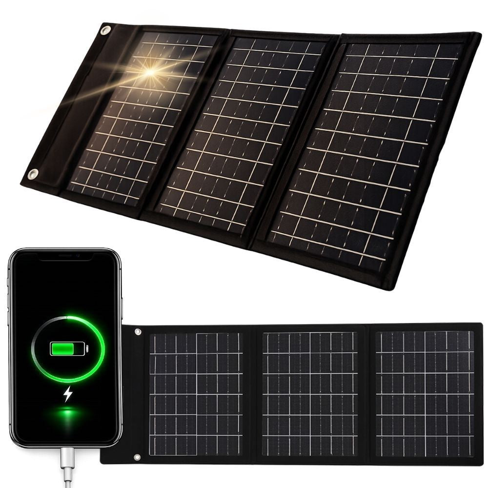 Solarpanel 20W faltbar USB-C Ladegerät für Handy Powerbank Camping Out