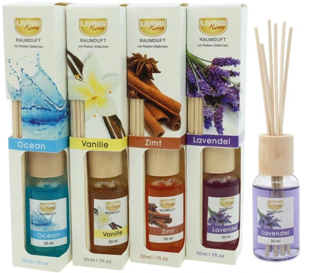 Raumduft Diffuser 30ml 1 Stück Duftstäbchen Auswahl Lavendel Vanille Ocean Zimt