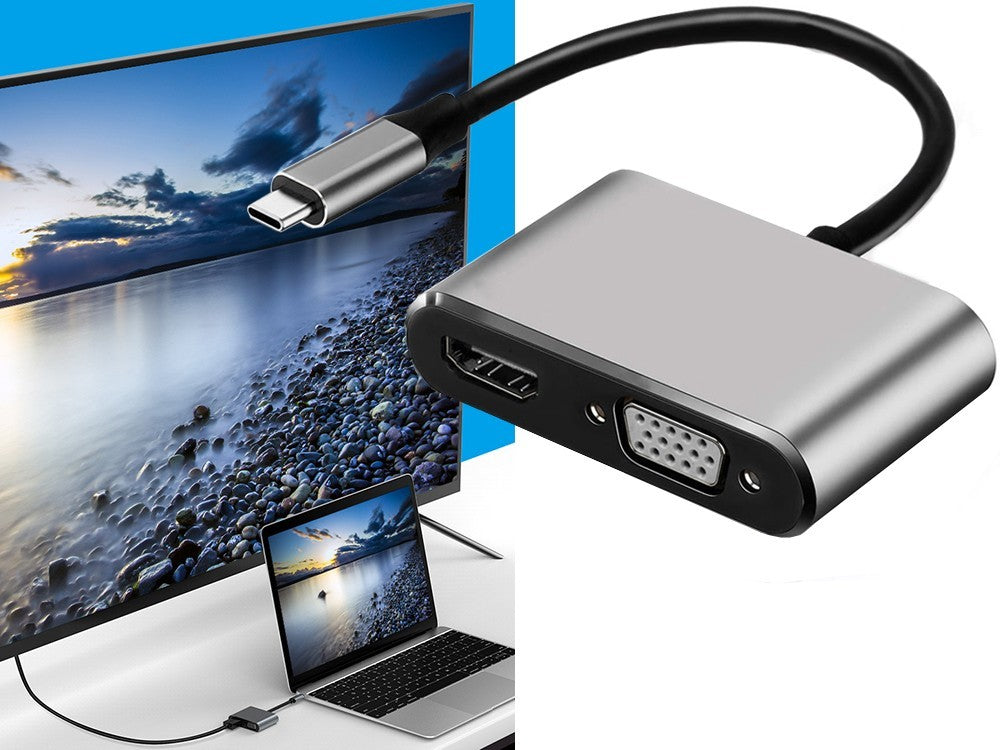 USB C Hub mit HDMI 4K VGA USB 3.0 und PD – Type C Multiport Adapter für Laptop, MacBook, Tablet und PC