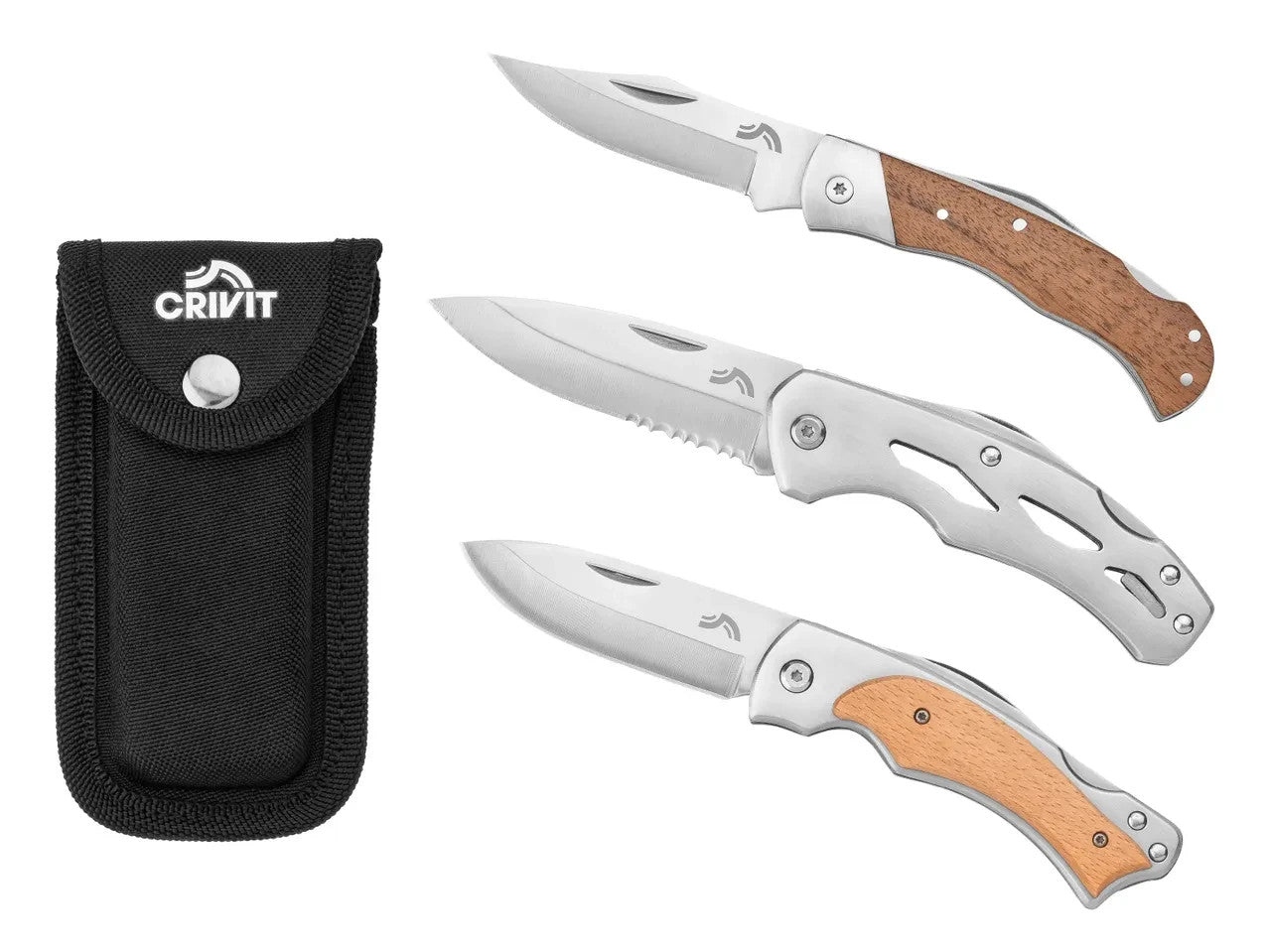 CRIVIT Taschenmesser mit Gürteltasche Klappmesser Edelstahl Modell Auswahl