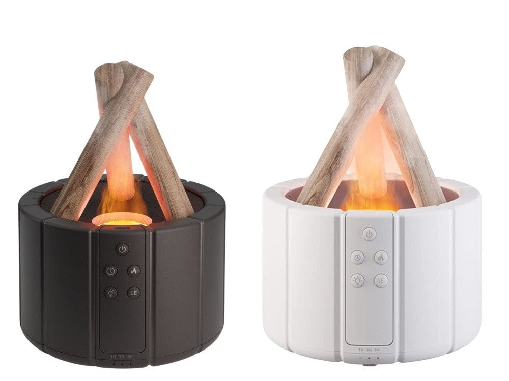 Luftbefeuchter Kamin Feuer Effekt Schwarz LED RGB Aroma Diffusor USB 250ml