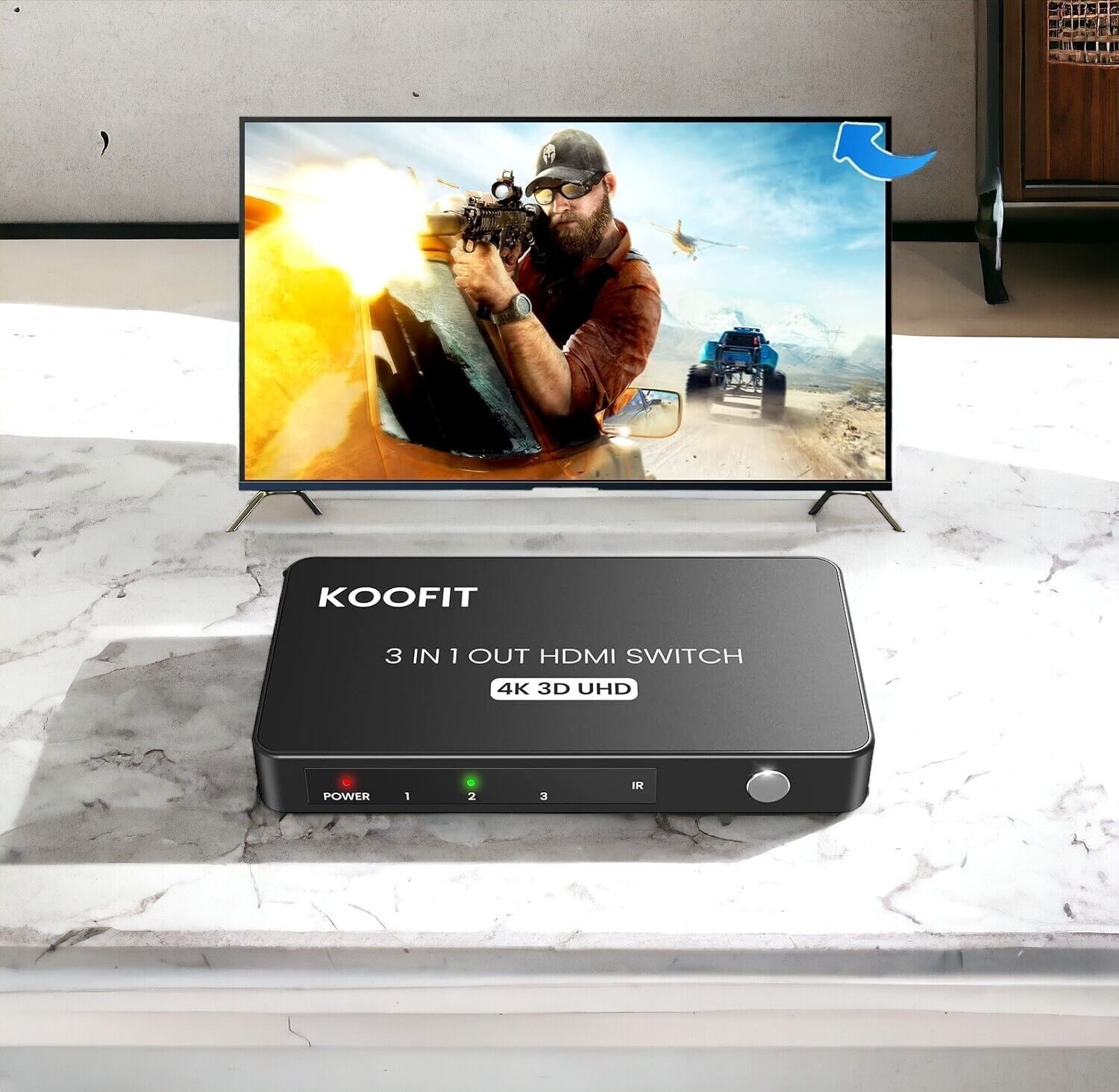 HDMI Splitter 1 in 4 out Switch Distributor Adapter Full HD 4K 1080P 3D