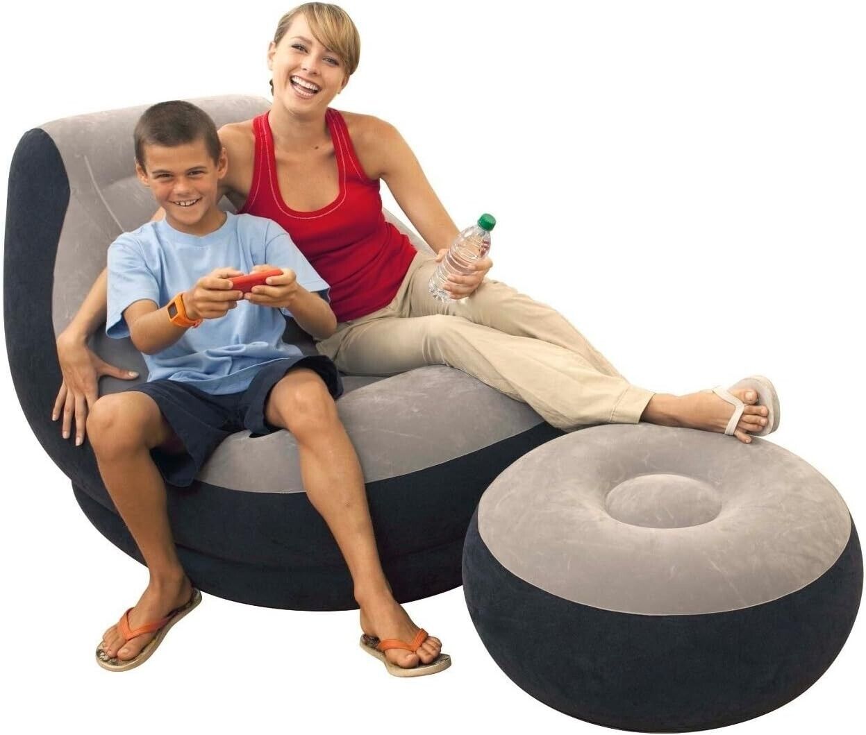 Intex 68564 Ultra Lounge Luftsessel mit Ottomane & Getränkehalter Aufblasbar