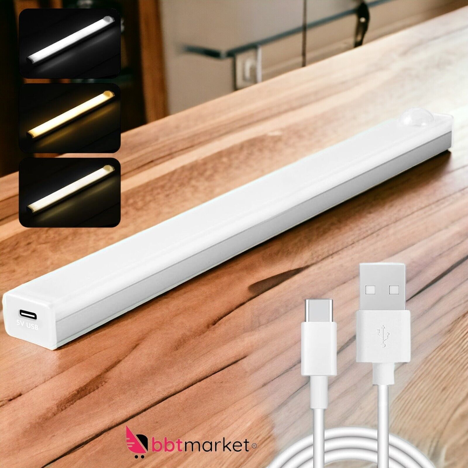 LED USB Unterbauleuchte Akku Schranklicht Wiederaufladbare mit Bewegungsmelder