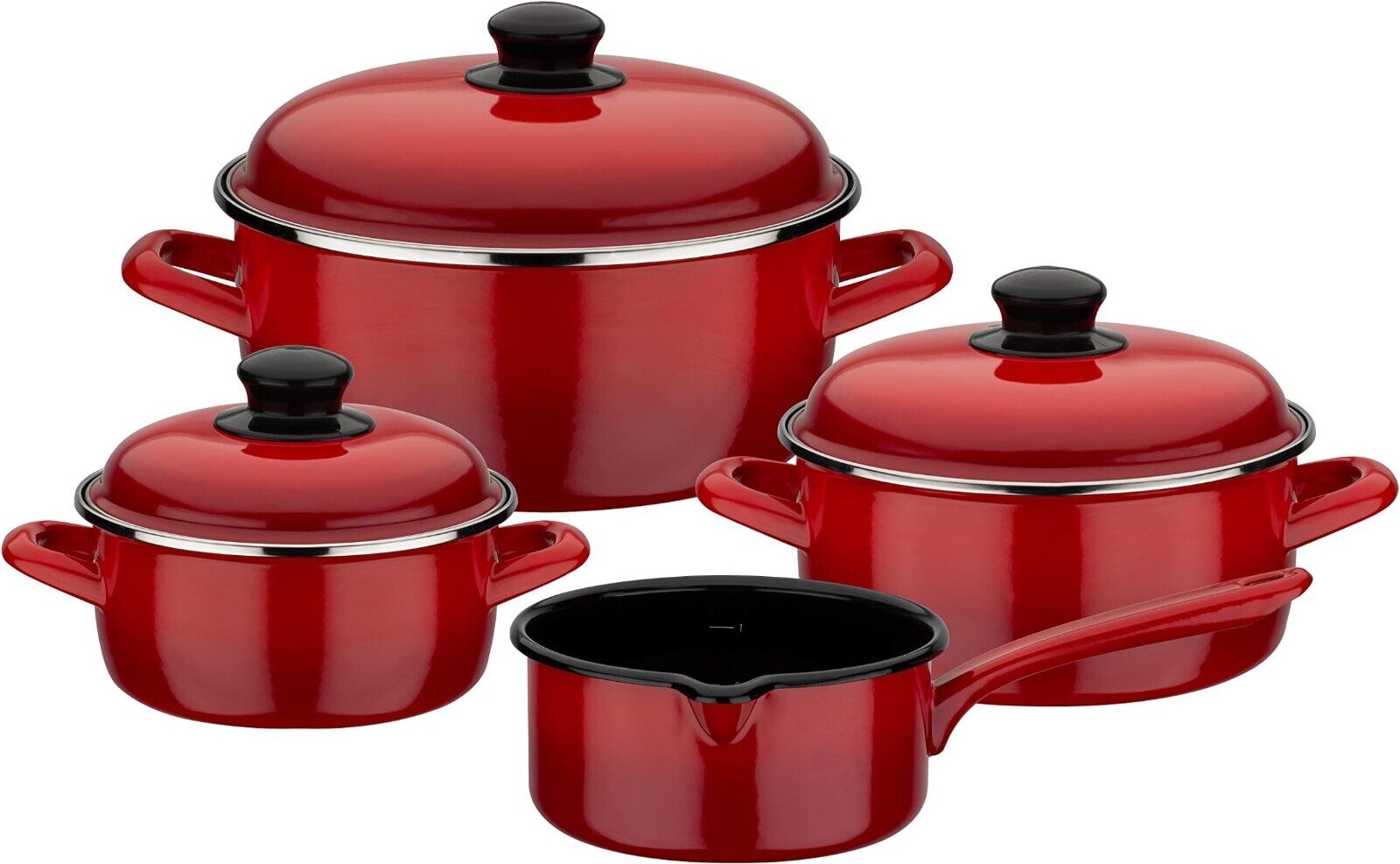 Red Shadow 7-piece cookware set, steel enamel GSW 190114