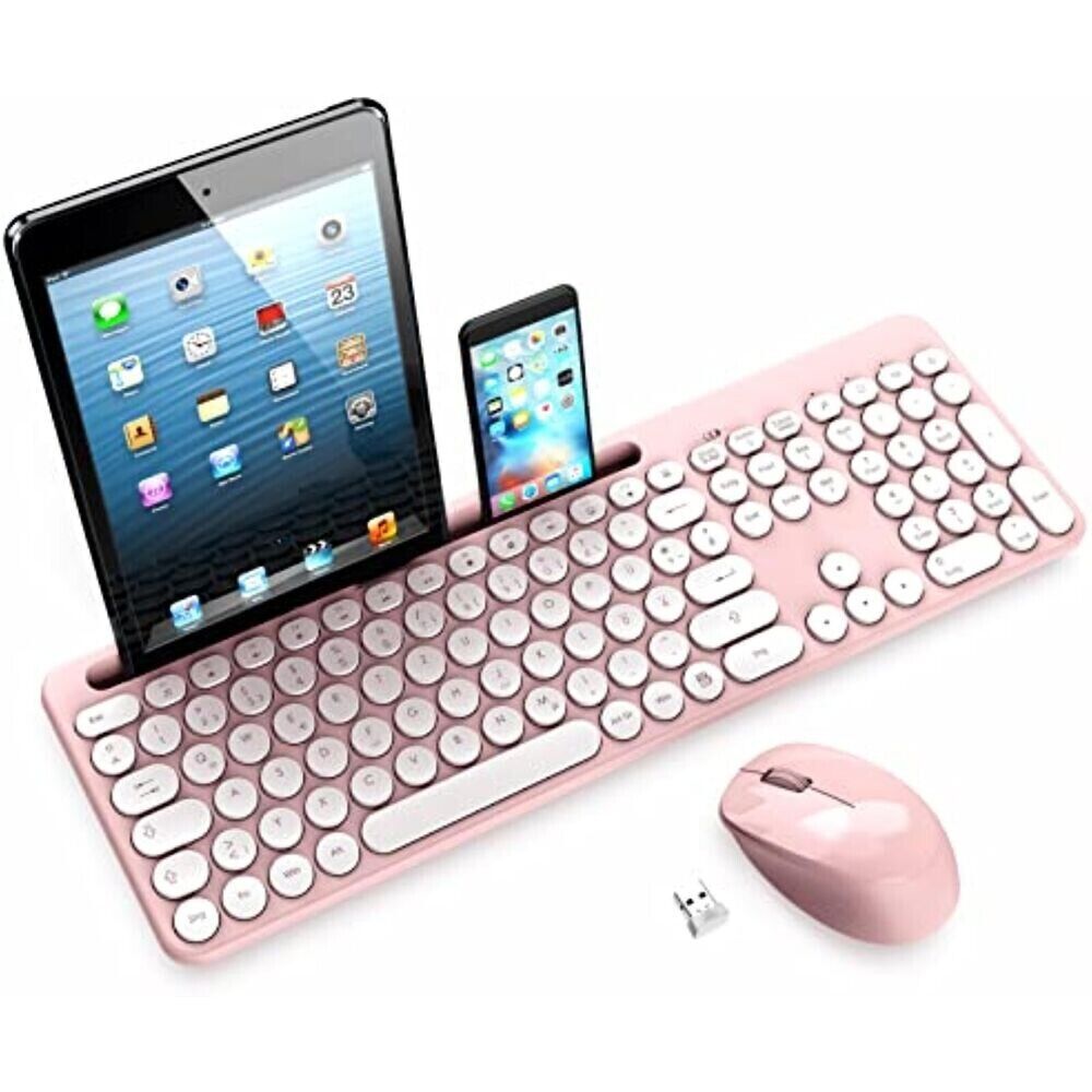 2 in 1 USB Wireless Tastatur und Maus Set Funk Kabellos Keyboard DE Pink NEU✅