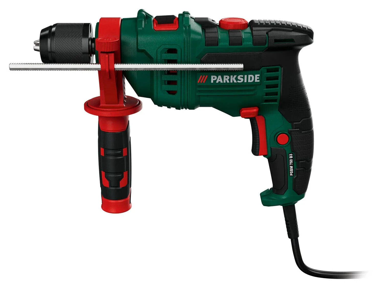 Parkside impact drill with keyless chuck 750 Watt drill + case