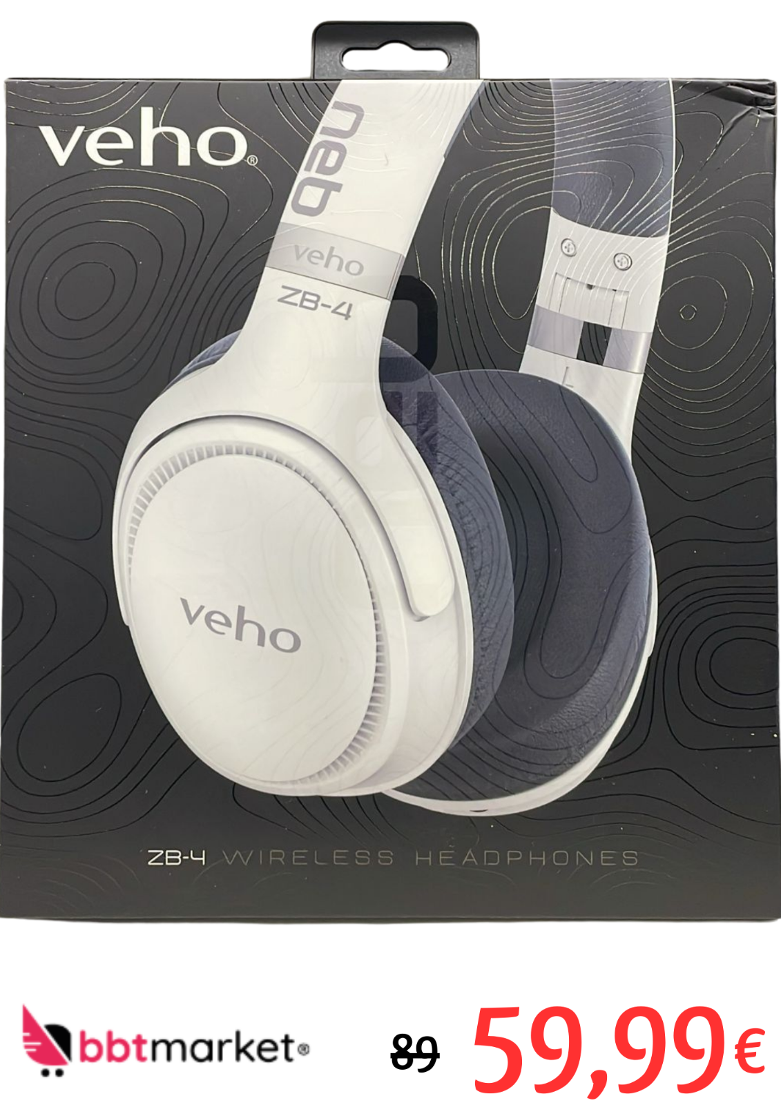 Veho ZB-4 NEB kabelloser Bluetooth-Kopfhörer mit Mikrofon VEP-465-NEB-A, NEU OVP