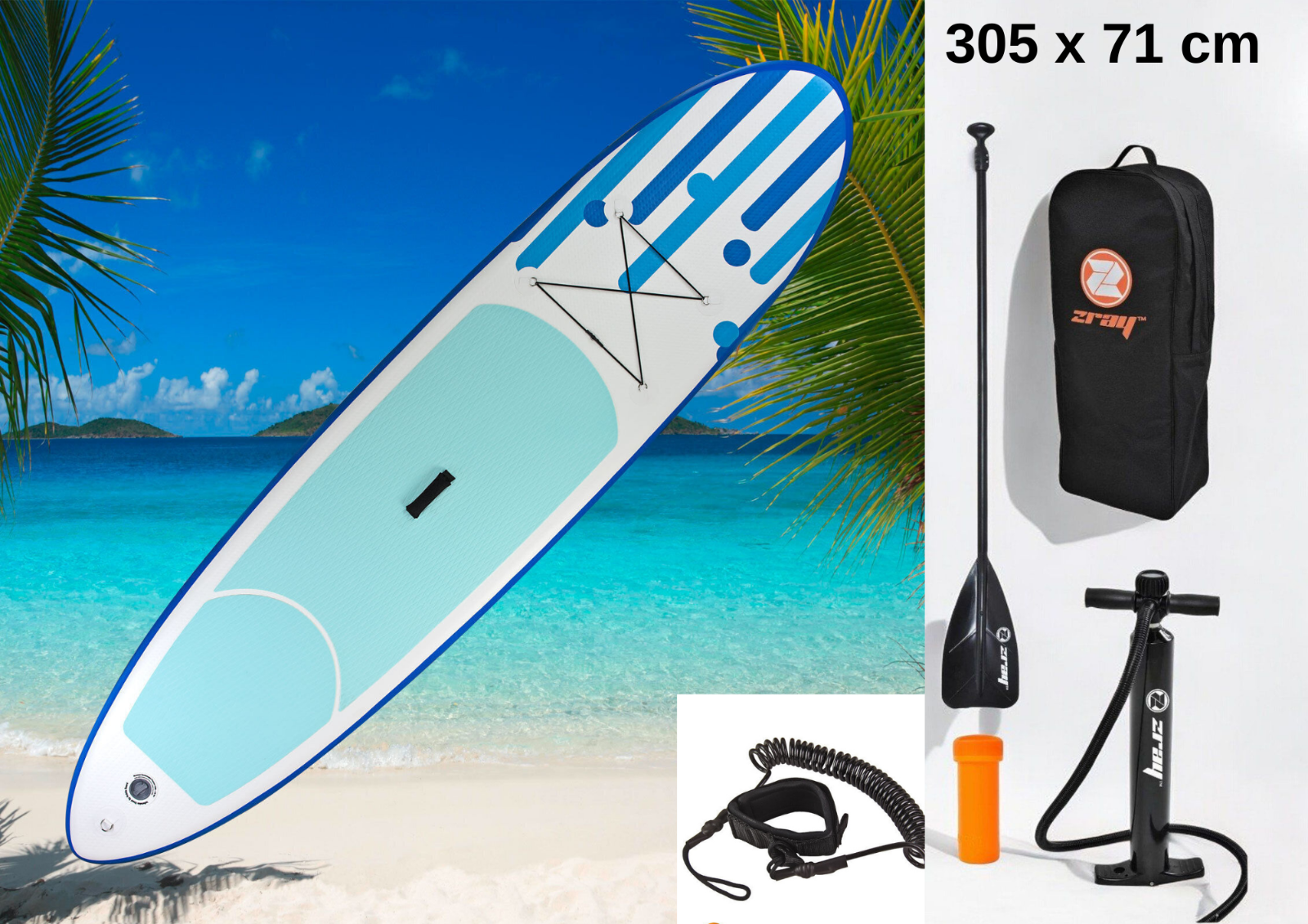Aufblasbares Stand Up Paddling SUP Board mit Verstellbarem + Paddel + Zubehör