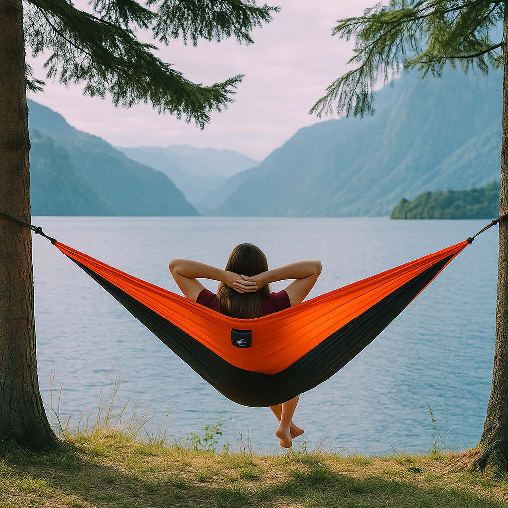 Ultraleichte Hängematte 275x140 cm – bis ca. 200 kg belastbar, inkl. Karabiner