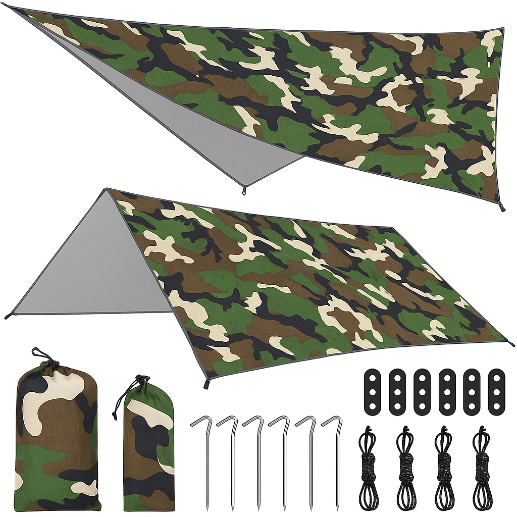 Tarp 3x3 Wasserdicht Sonnensegel Hängematte Outdoor Camping Zelt Plane