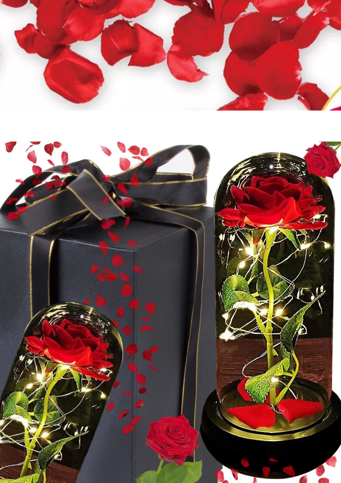 LED Ewige Rose im Glas Rot Geschenk für Frauen Valentinstag Geburtstag Deko