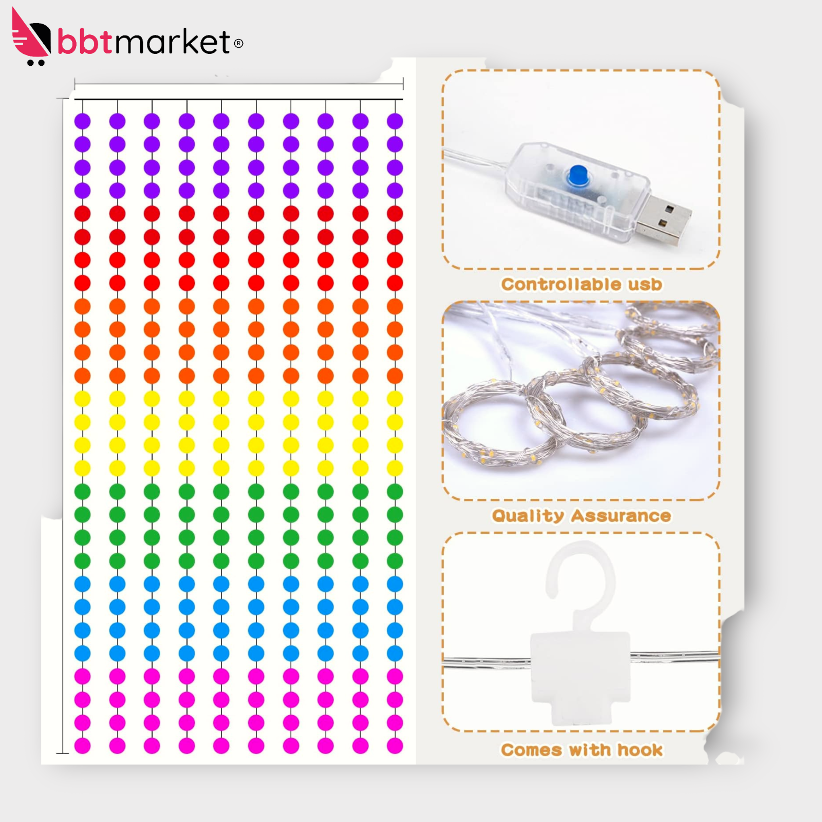 LED Lichtervorhang 3x3m Bunt USB 300 LEDs mit Timer & Fernbedienung 8 Modi ✨ ✨ ✨