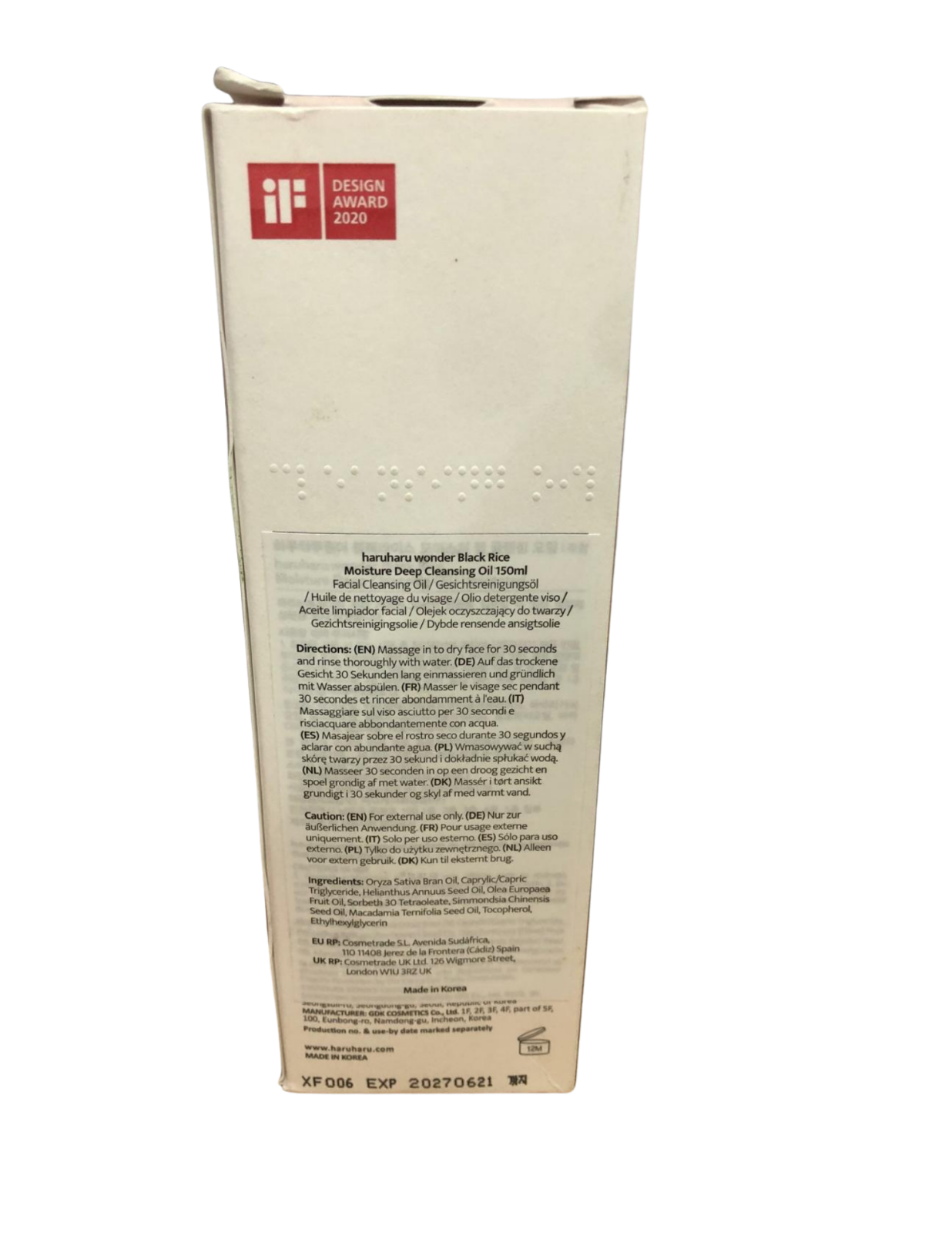 Haruharu Wonder Black Rice Reinigungsöl 150ml – Koreanisches Abschminköl