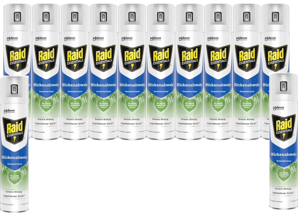 Raid Essentials Mückenspray 300ml Pflanzlich Geruchsfrei Innenraum 4h Schutz
