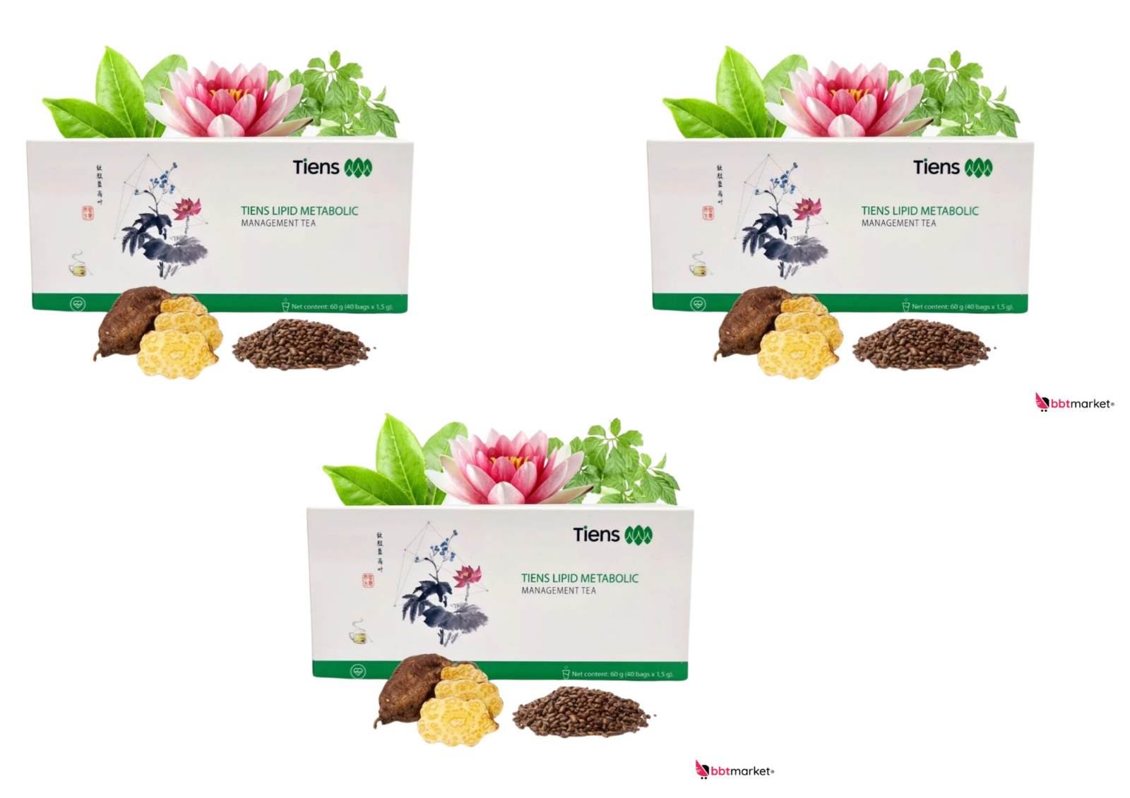 3x TIENS Teeähnliches Erzeugnis – 40 Beutel á 1,5g – Kräutertee Mix