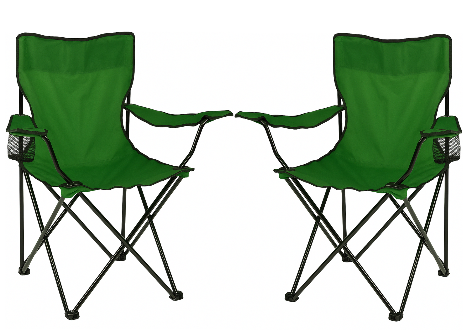 2x Faltstuhl Campingstuhl Anglerstuhl Grün mit Getränkehalter & Tragetasche