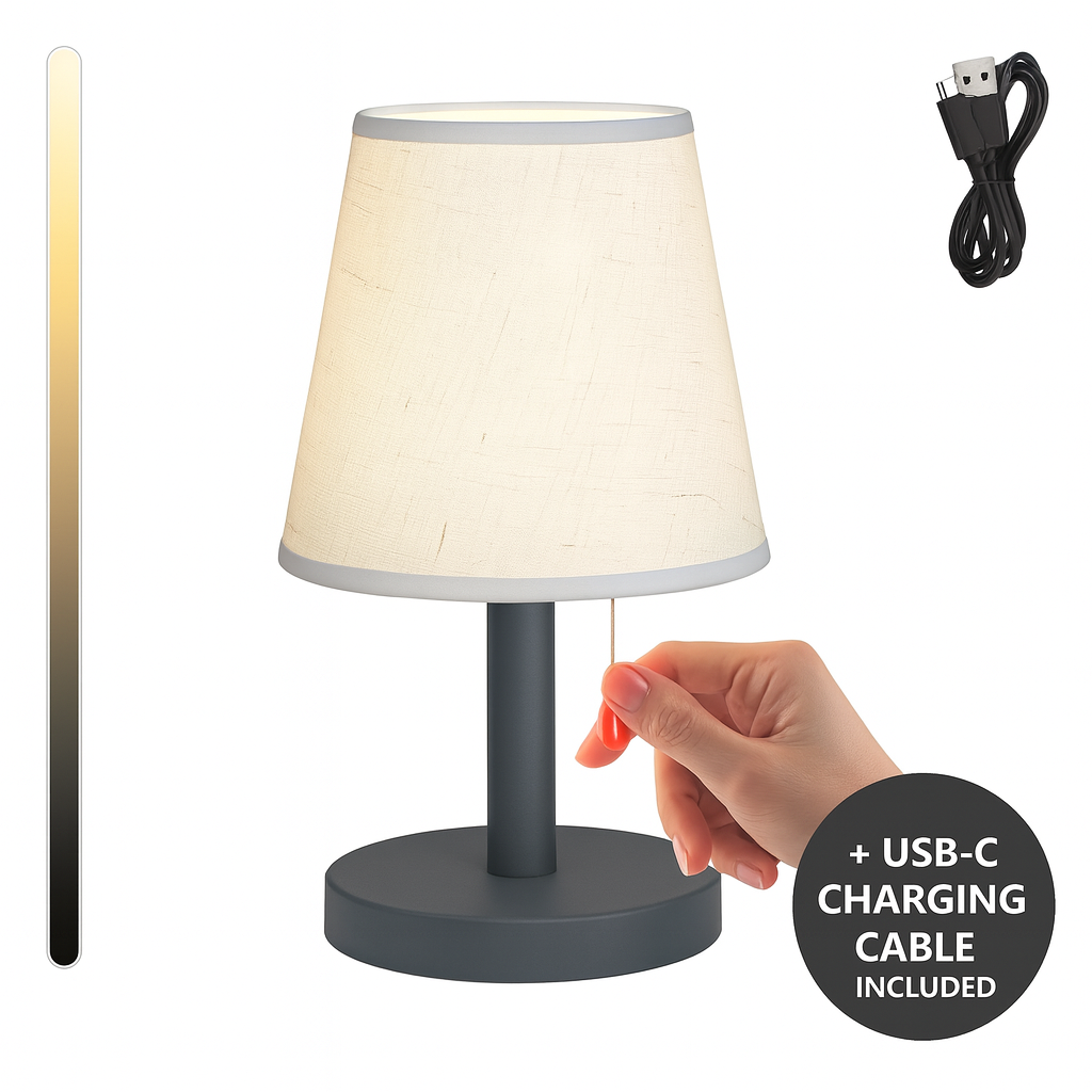 Globo Tischlampe LED – Touchdimmer, USB-Akku, Höhe 21,5 Cm, Schwarz/Opal, 3 Farbtemperaturen
