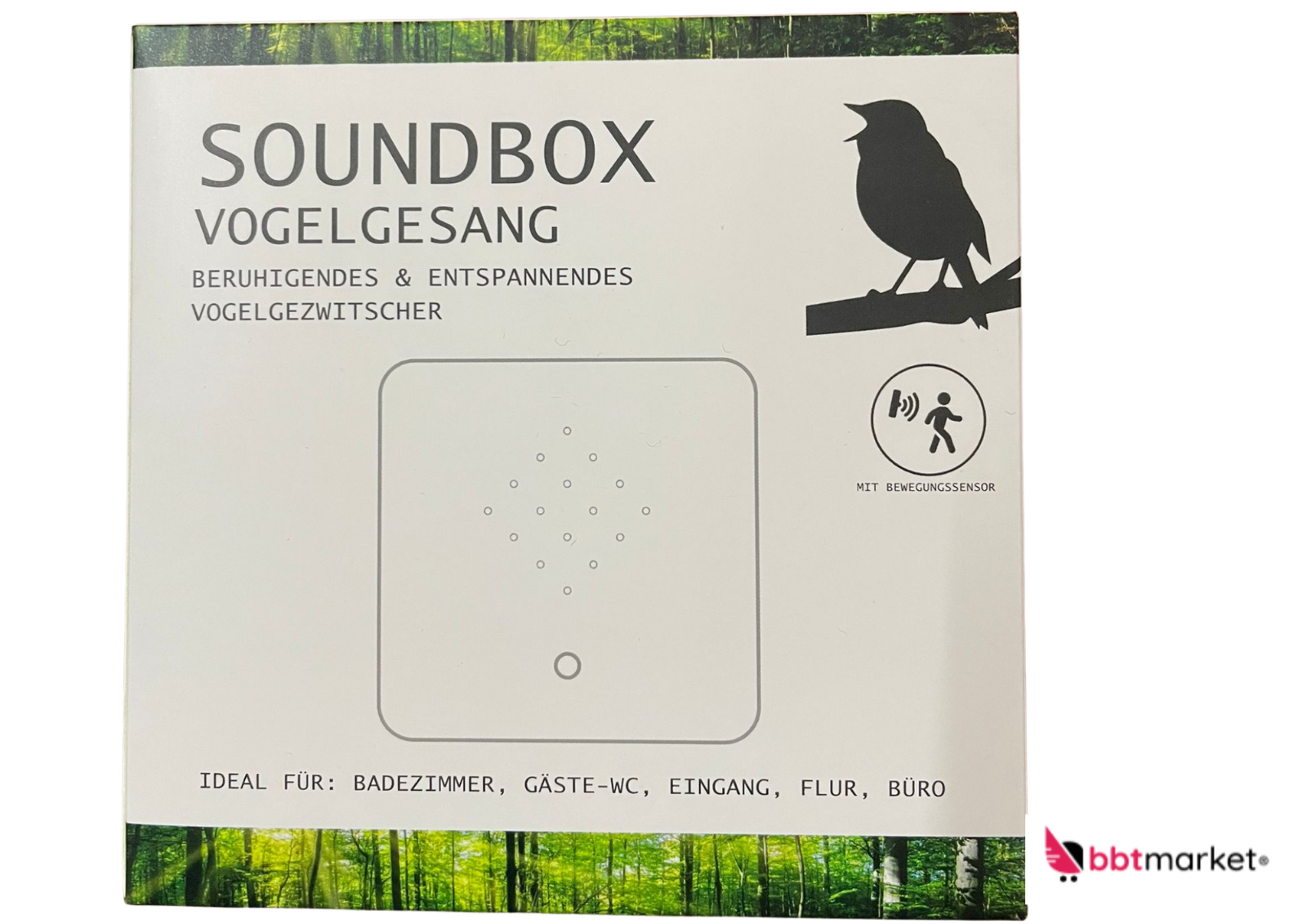 Soundbox Vogelgesang im Wald - 12 cm - Vogel Zwitscher Sound Box Bewegungsmelder