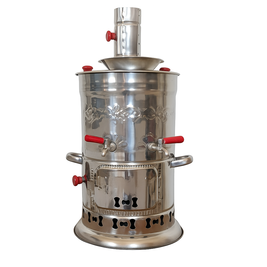 Samowar aus Edelstahl 3,5L – Holzkohle Teeofen für Garten, Outdoor & Camping