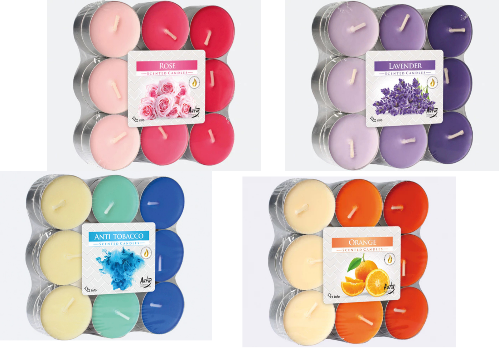 Duft Teelichter Duftkerzen Müller 18x Rose, Orange, Lavendel, Anti Tab