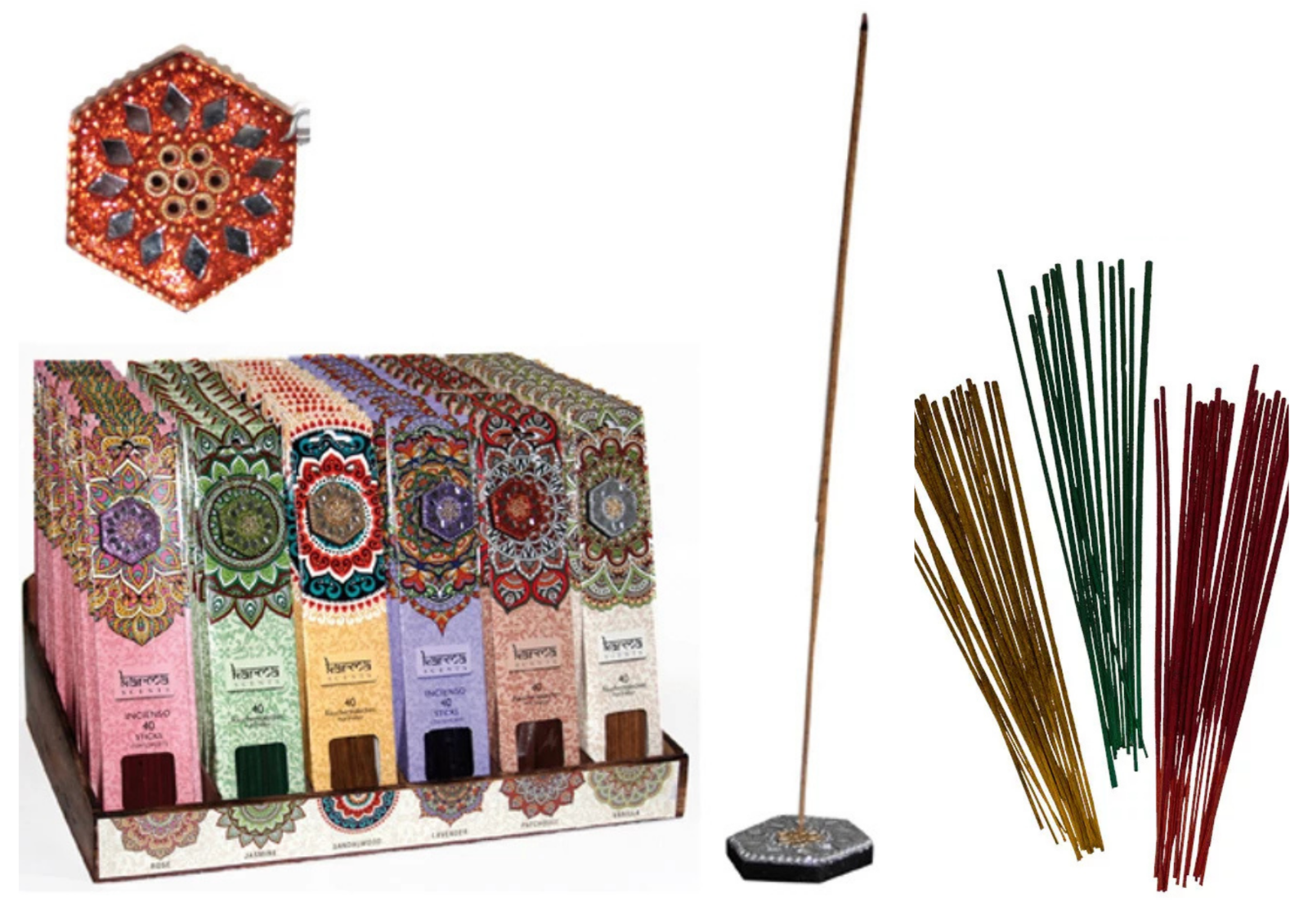 Räucherstäbchen Indische 40 Stück inkl. Halter – verschiedene Düfte (Karma Scent