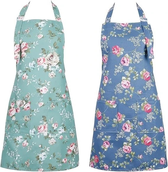 Blumenschürze Damen Küchenschürze Gartenschürze Verstellbar Mit Tasche