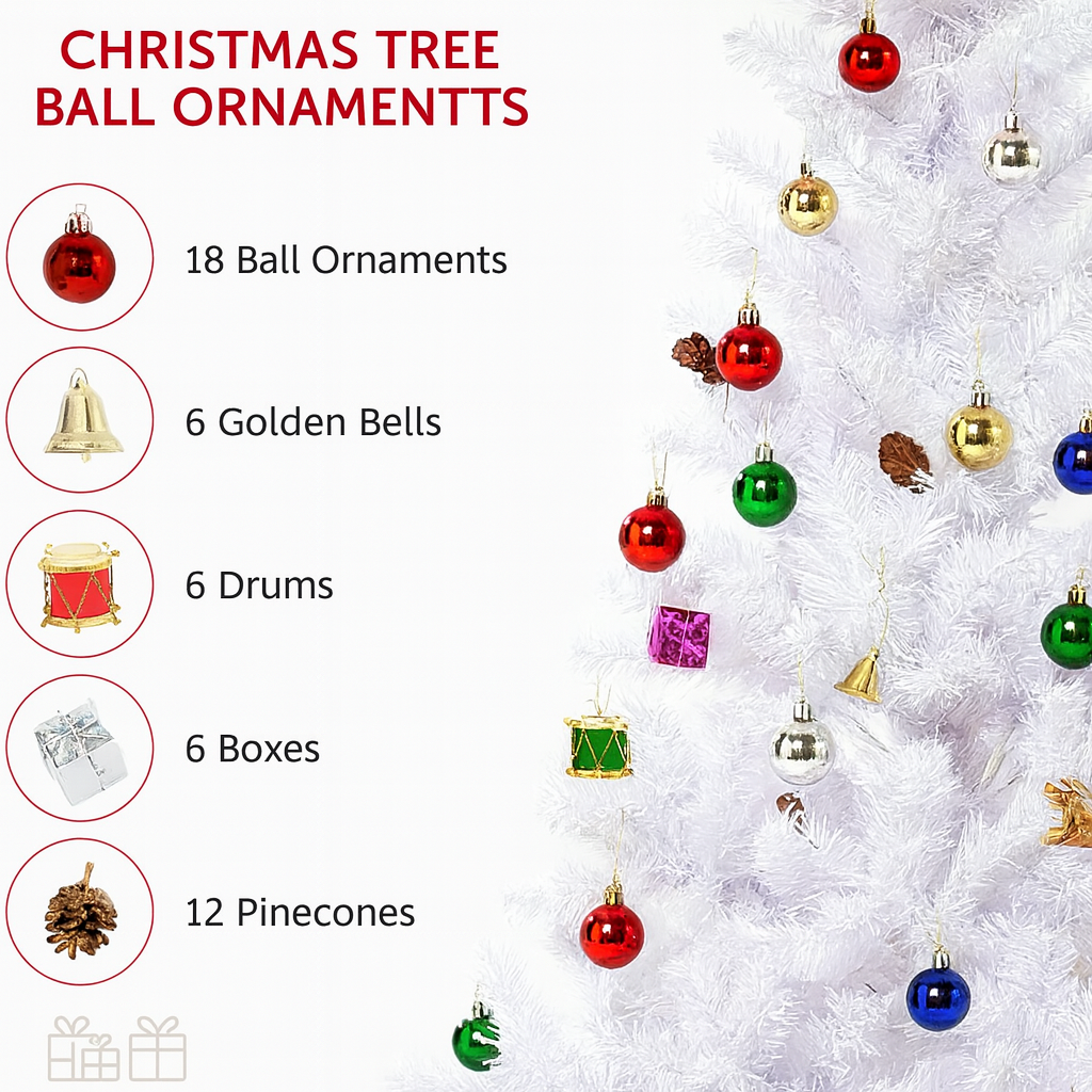 150cm Weihnachtsbaum Weiß 680 Spitzen mit Deko & Metallständer Künstlich 🎄