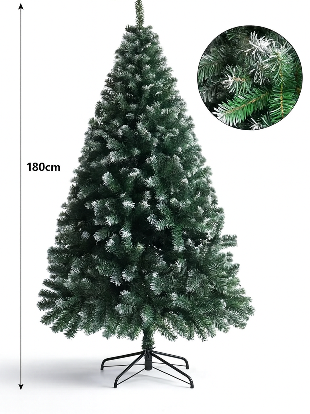180cm Weihnachtsbaum PVC mit 650 Spitzen und Eisenfuß Faltbar Schneeoptik 🎄