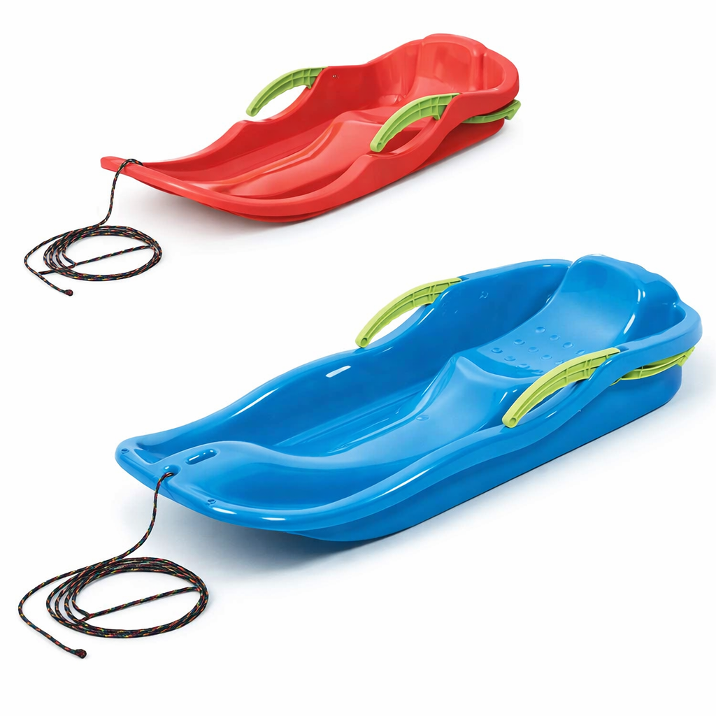 Kinder Bobschlitten Bob Schlitten Rodel Schneegleiter Bremshebel Zugseil 85x40cm