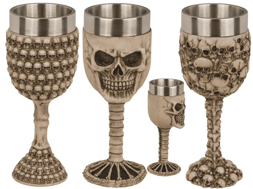 Totenkopf Becher mit Edelstahleinsatz Trinkbecher 19 cm 🖤